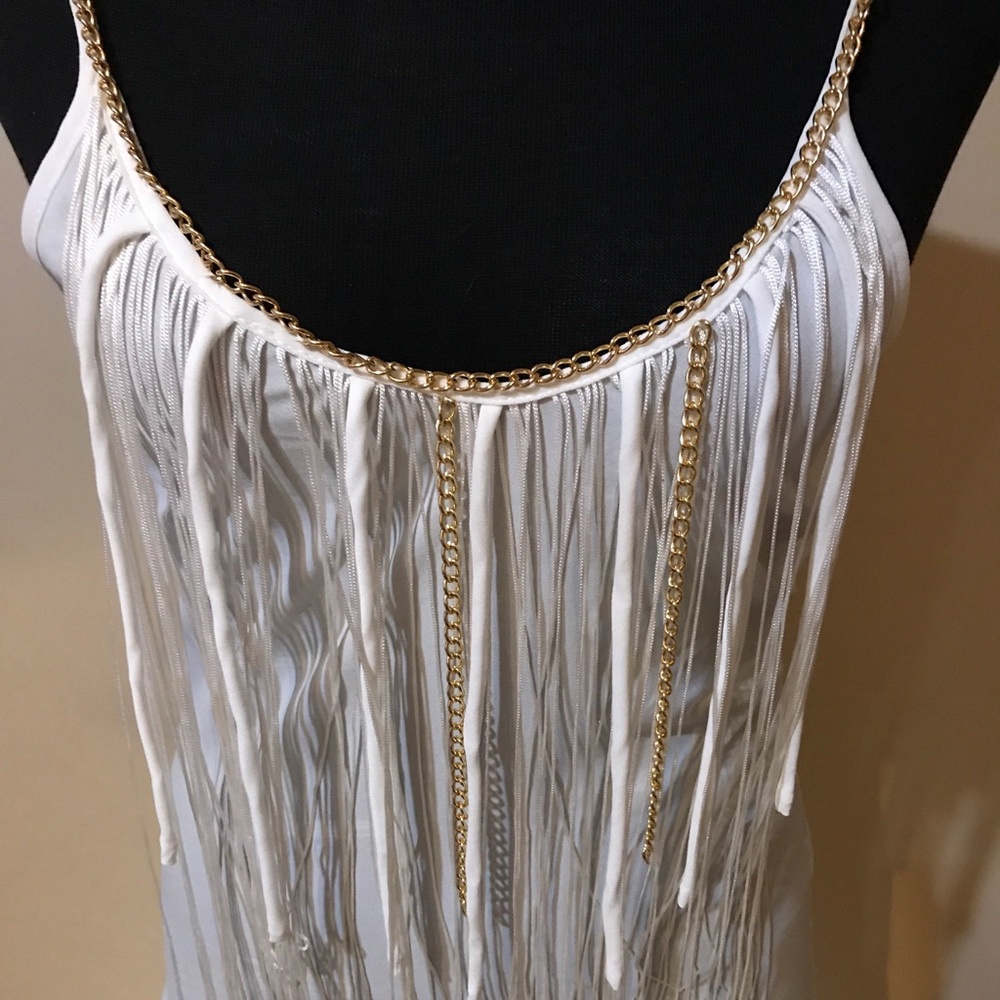 White Fringe tank top